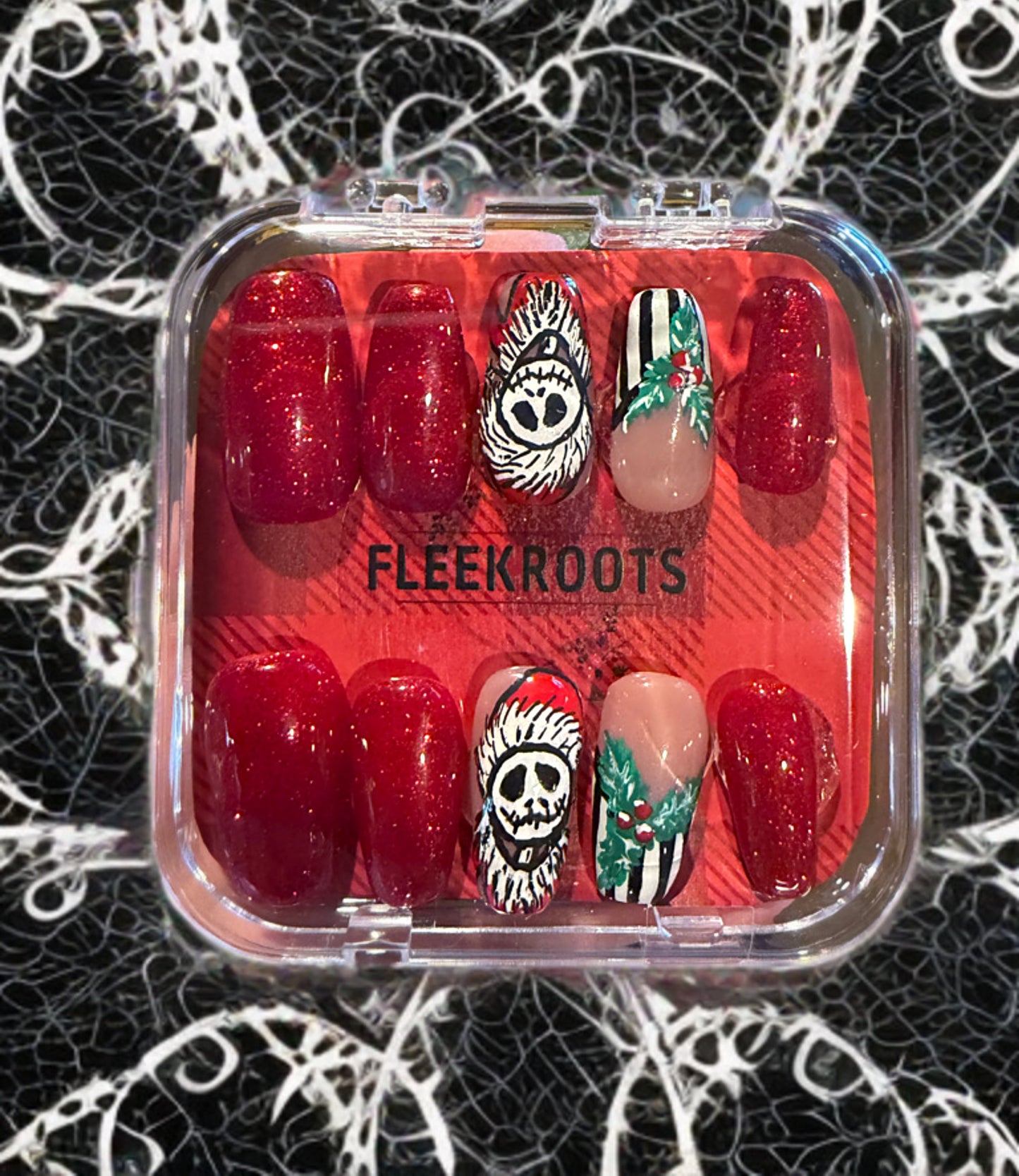 ✨ Christmas Chic Skelly Gel Nails – One-of-a-Kind Holiday Glam! ✨
