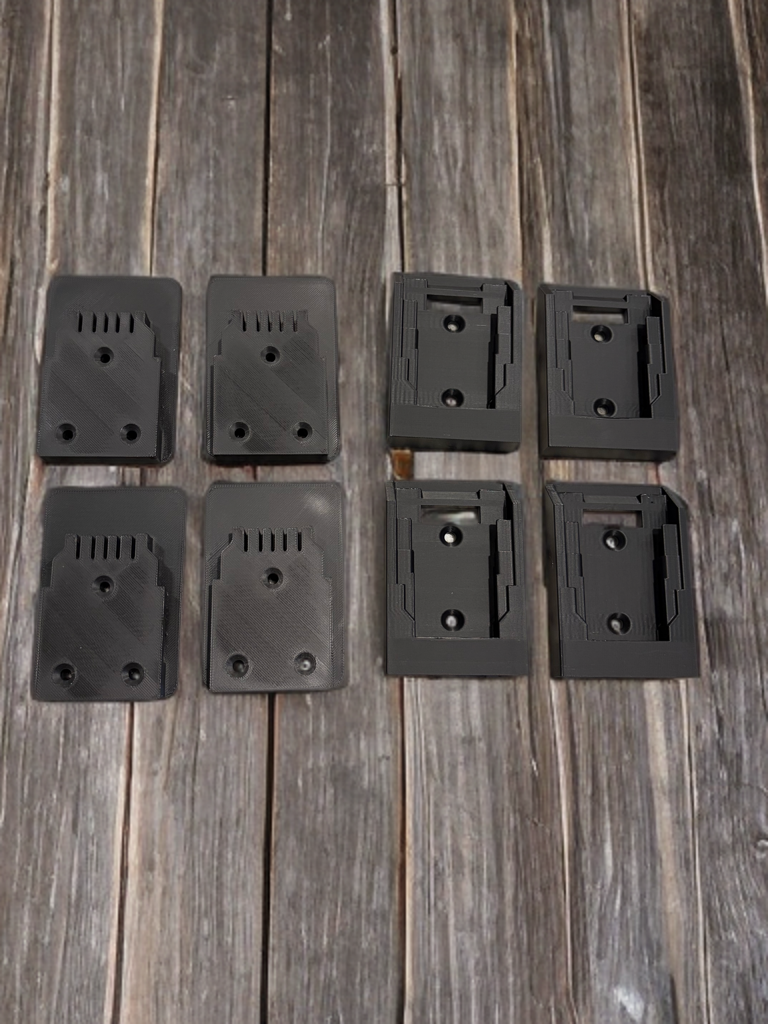 20V Black power tool and battery hangers (8 total)