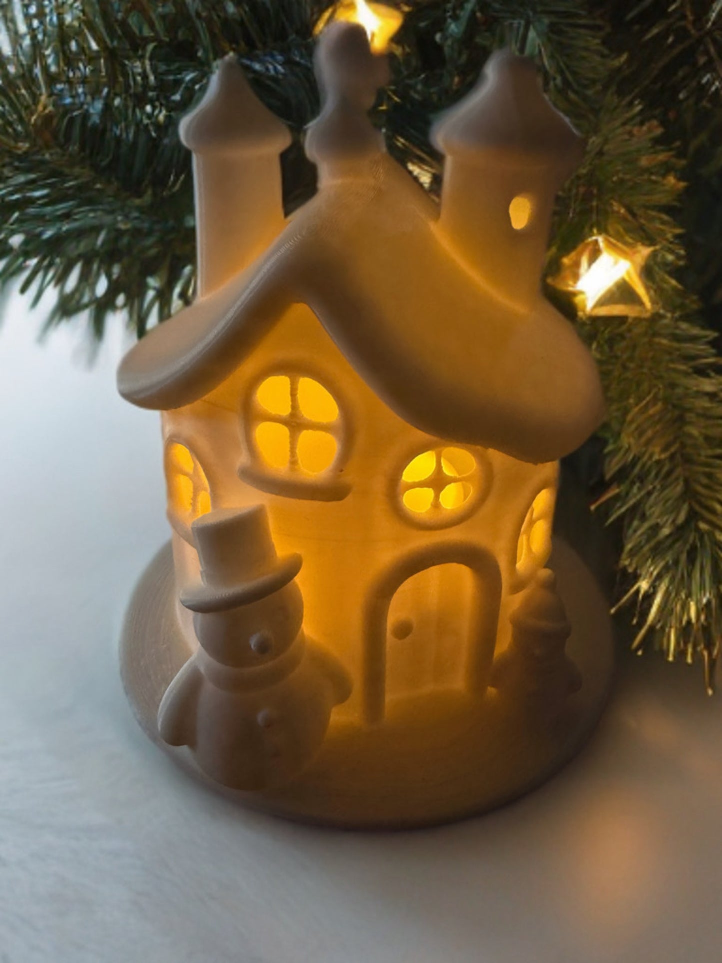 Christmas Luminary House (Snowmen)– Matte White