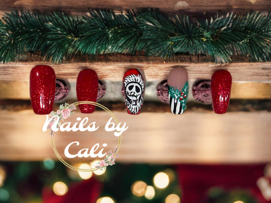✨ Christmas Chic Skelly Gel Nails – One-of-a-Kind Holiday Glam! ✨