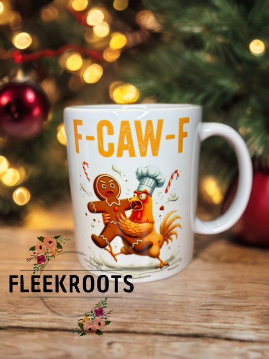 One-of-a-Kind “F-Caw-F” Christmas Rooster x Chef x Gingerbread Mug