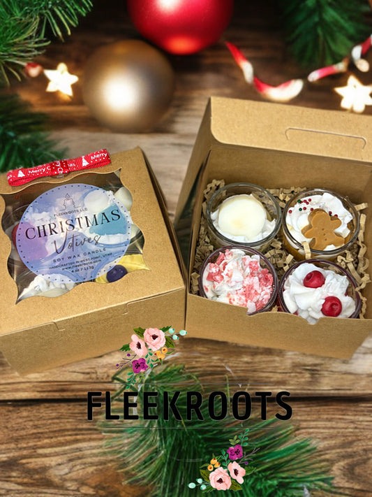 Holiday Votives Set-Festive Shapes, Cozy Scents, 100% Soy Wax