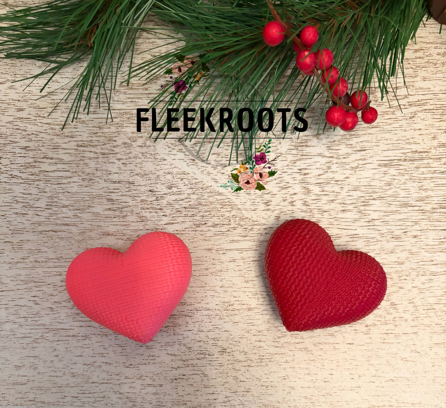 Knitted Look Valentine Hearts – Set of 16 (Pink & Red)