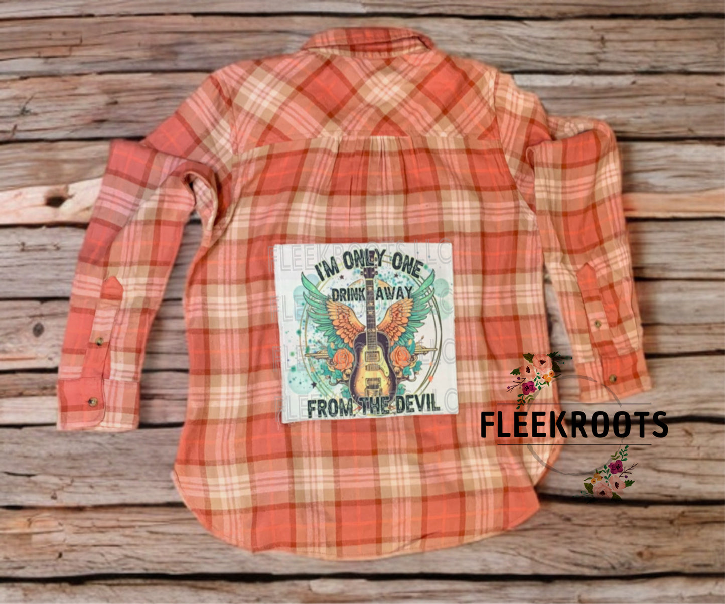“I'm only one drink away from the devil“ vintage flannel