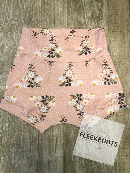 Girls Light Pink & Polka Dot Floral Bushel Shorties